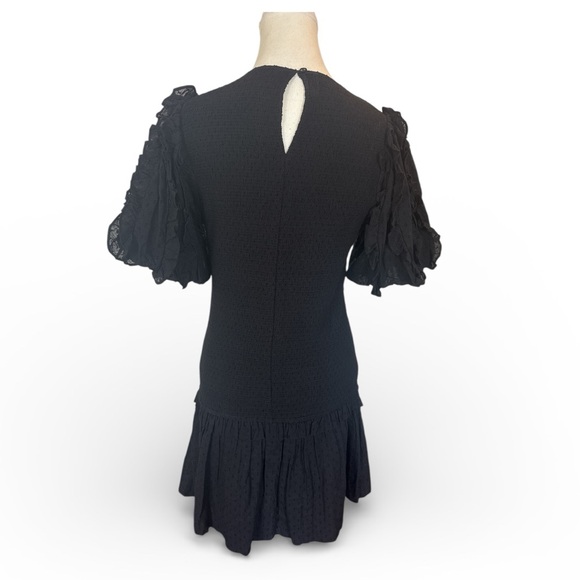 NWT Cleobella Colette Black Ruffle Sleeve Mini Dress Size M Cotton Spring - Picture 8 of 11